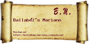 Ballabás Mariann névjegykártya