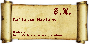 Ballabás Mariann névjegykártya